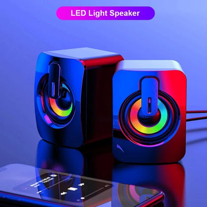 USB Wired PC Speakers with LED Light – HiFi Stereo Sound
