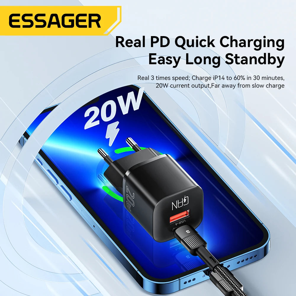 Essager 20W GaN Fast Charger USB-C PD