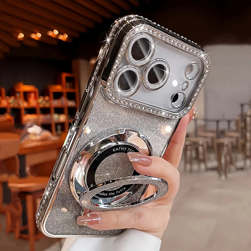 Shiny Rhinestone iPhone Case with Holder Stand