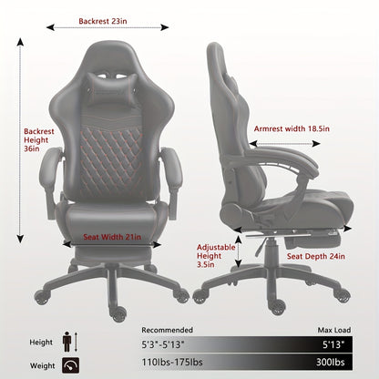Dowinx Gaming Chair with Massage Lumbar Support